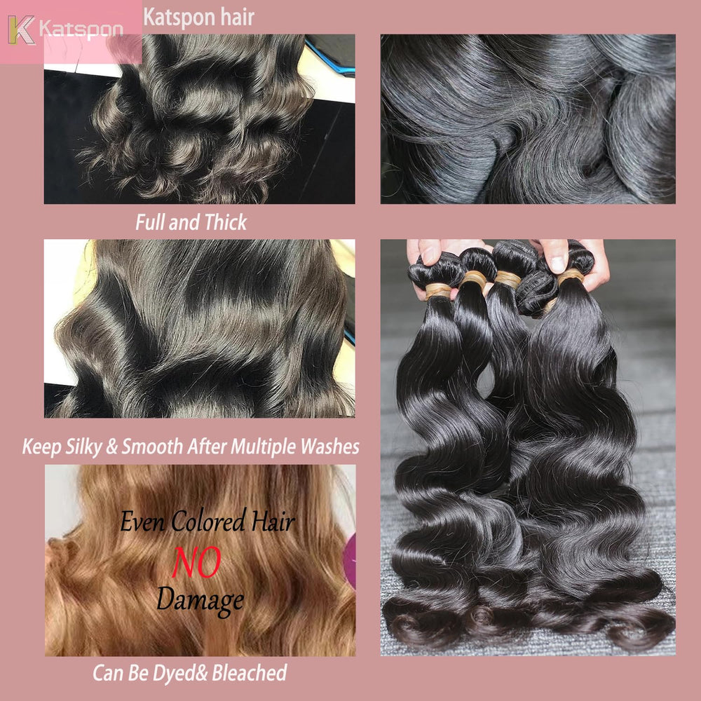 Katspon 26-inch body wave hair ends closeup reveals thick, healthy ends