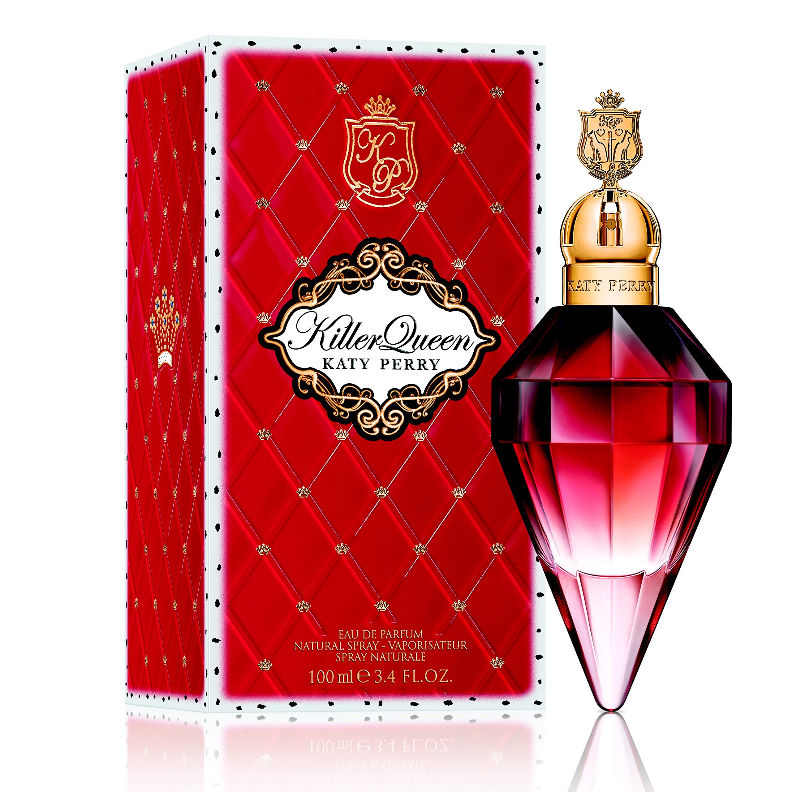 Katy Perry Killer Queen bottle front view highlights iconic design for evening confidence.