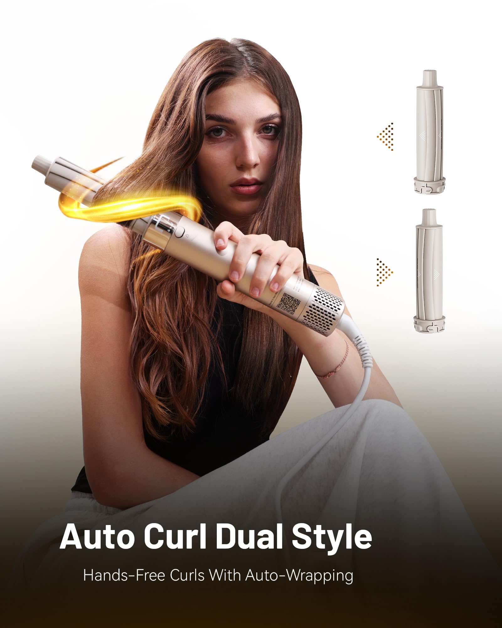 KAUGIC 6-in-1 1-inch curling barrel creates defined curls with fast, even air distribution