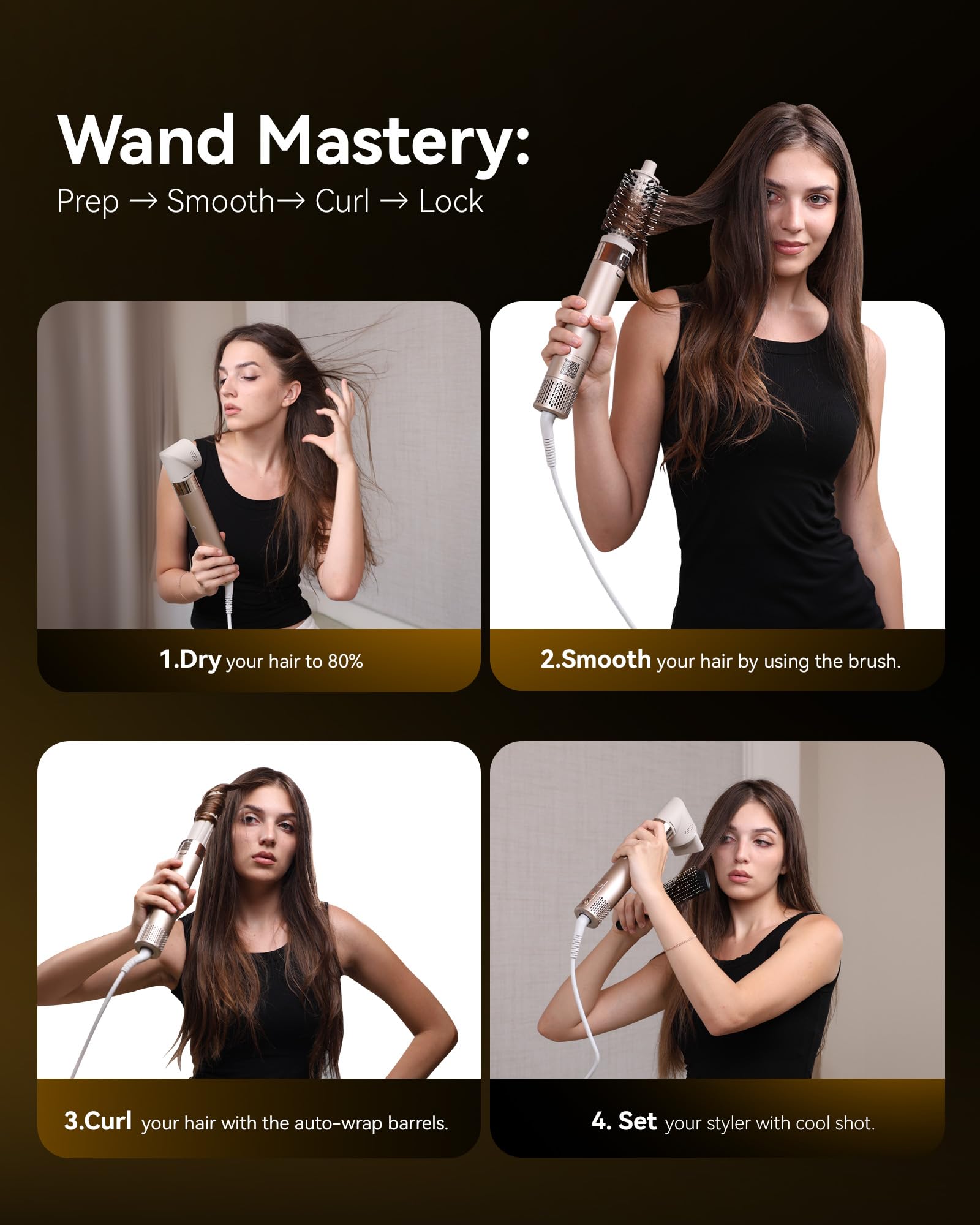 KAUGIC 6-in-1 ceramic-coated brushes reduce snagging for smoother styling