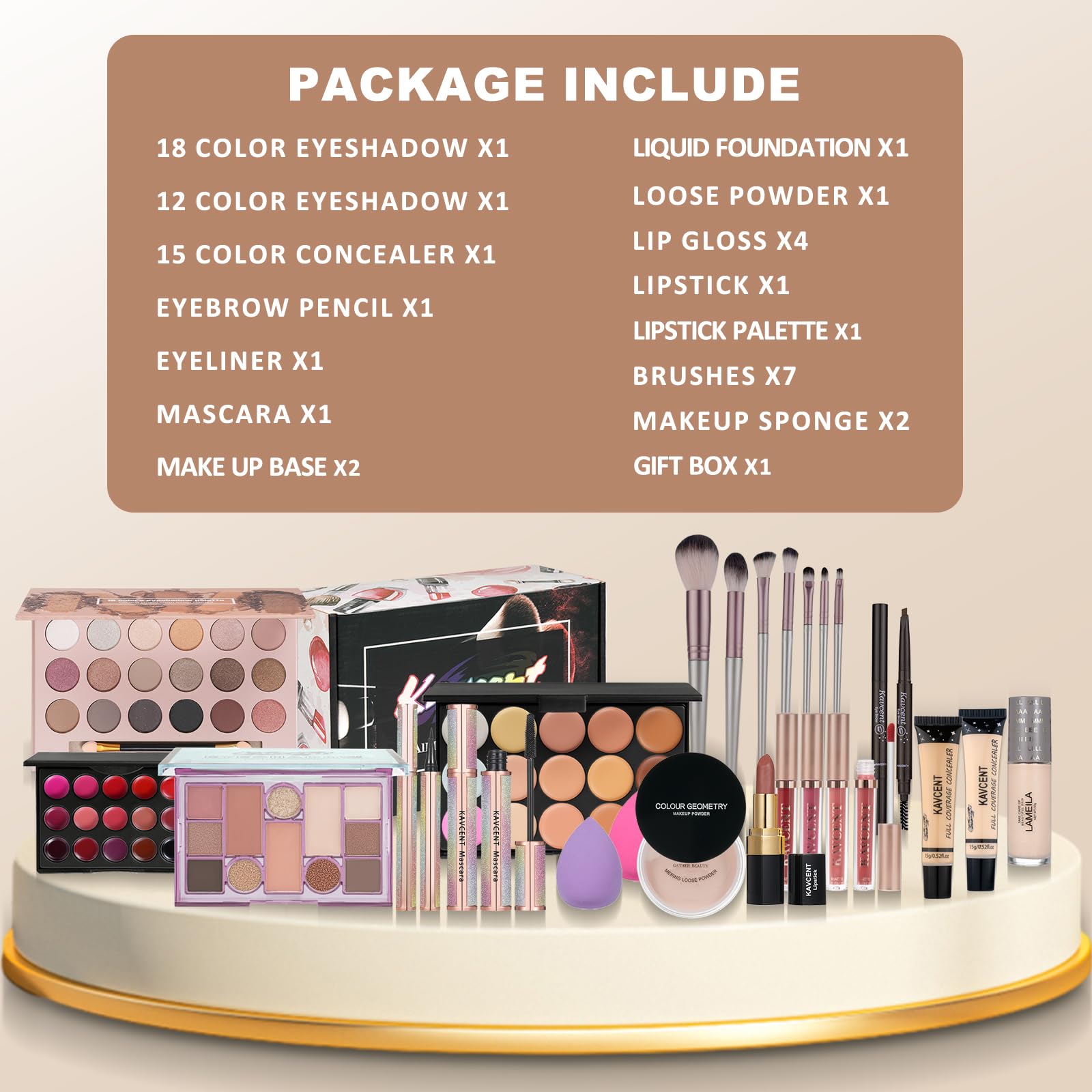 KAVCENT makeup kit 12-color eyeshadow palette open with swatches for creative everyday looks