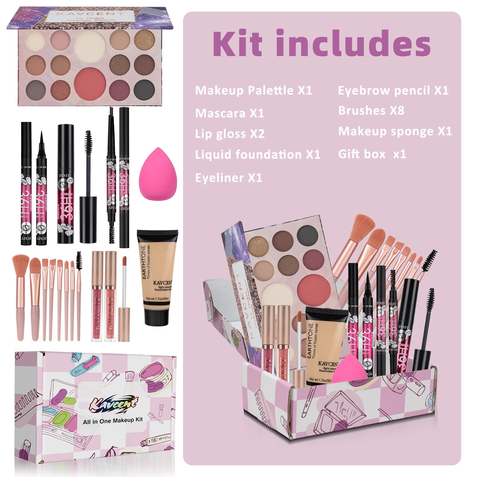 KAVCENT makeup kit for teens lip gloss close demonstrates shiny finish for a polished smile.