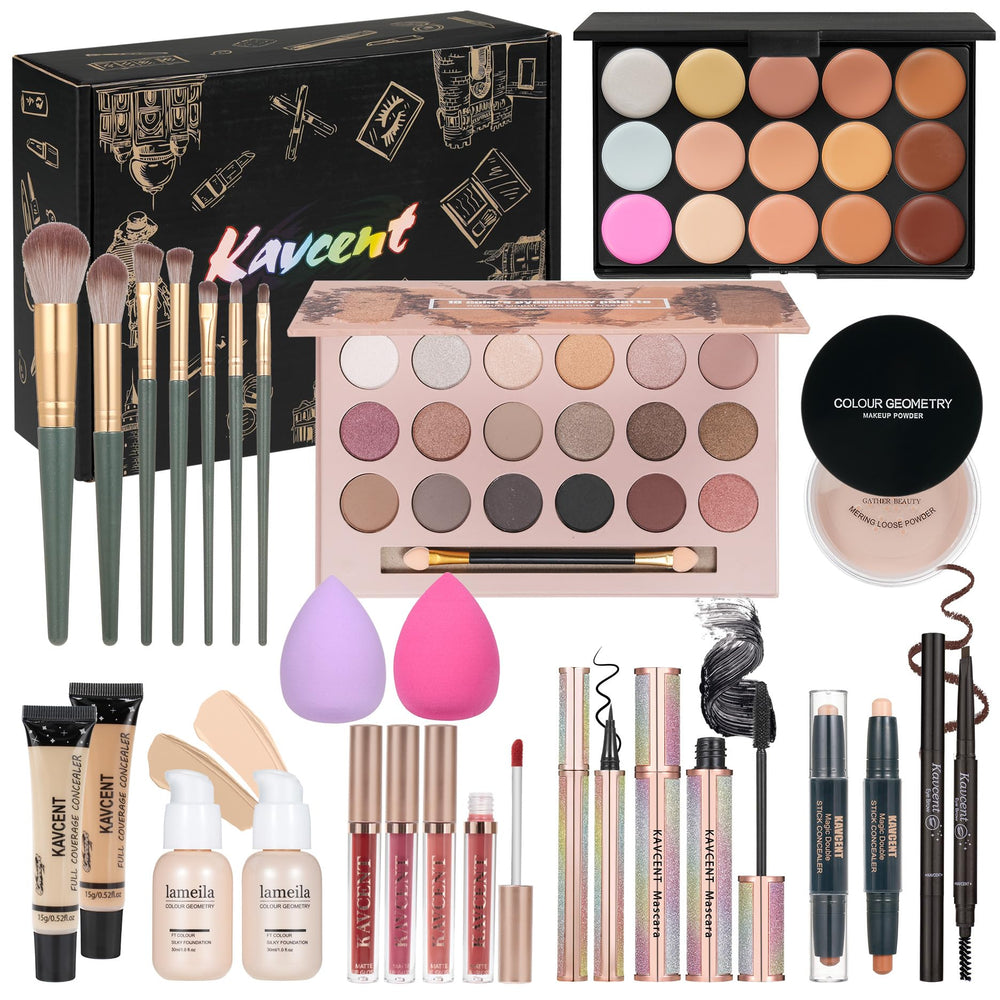 KAVCENT makeup set eyeshadow palette offers versatile colors for day-to-night looks.
