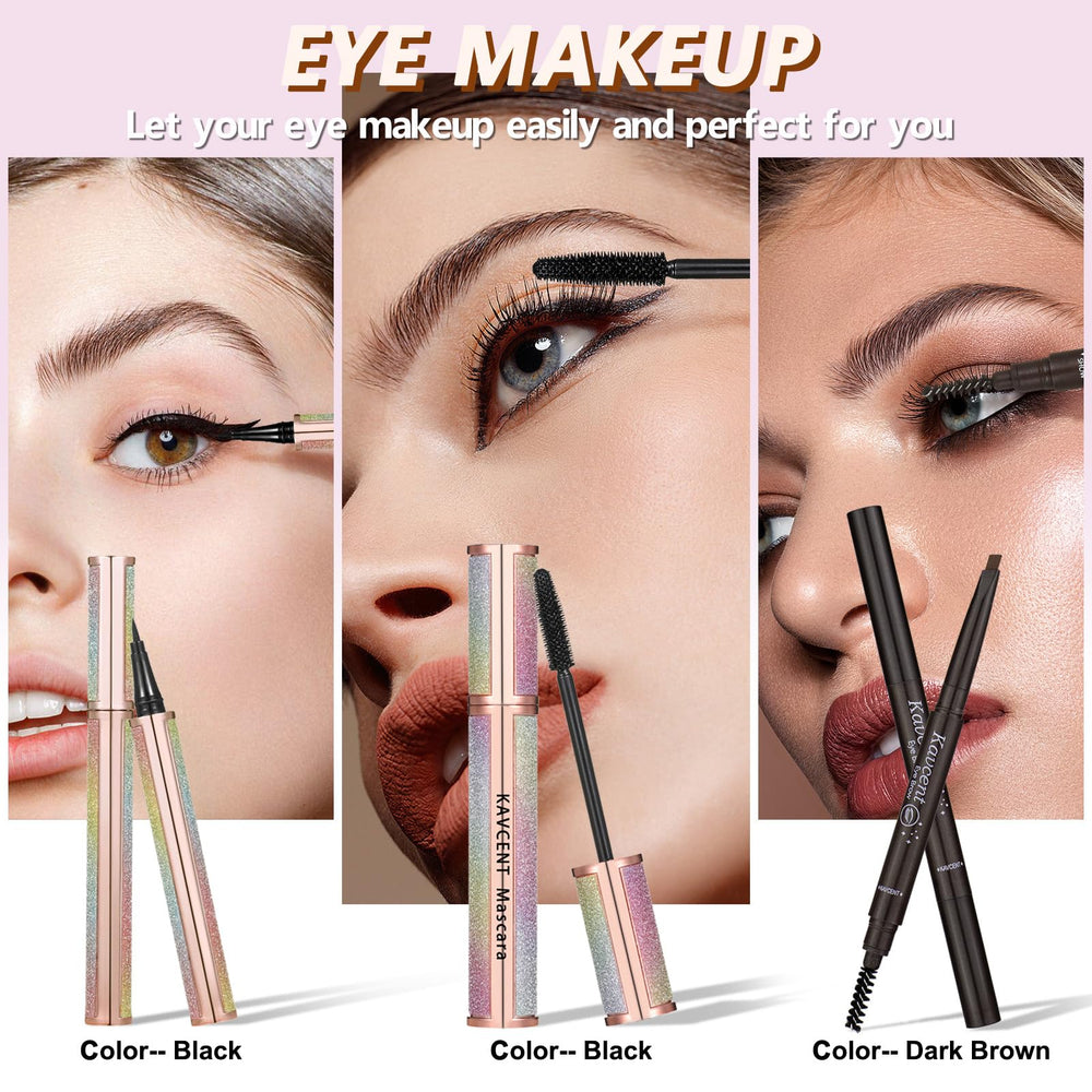 KAVCENT mascara wand adds volume and definition for curled, long-lasting lashes.