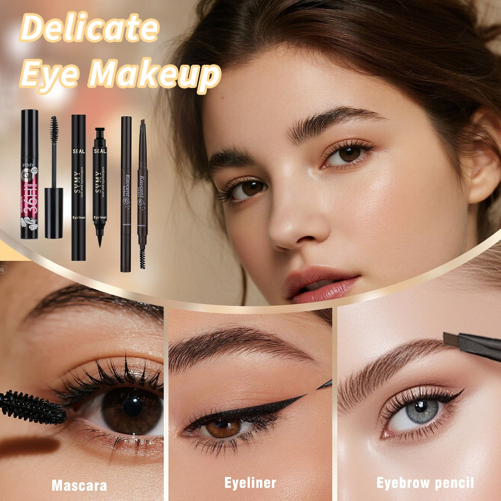 Kavcent mascara eyeliner duo for defined lashes and sharp lines.