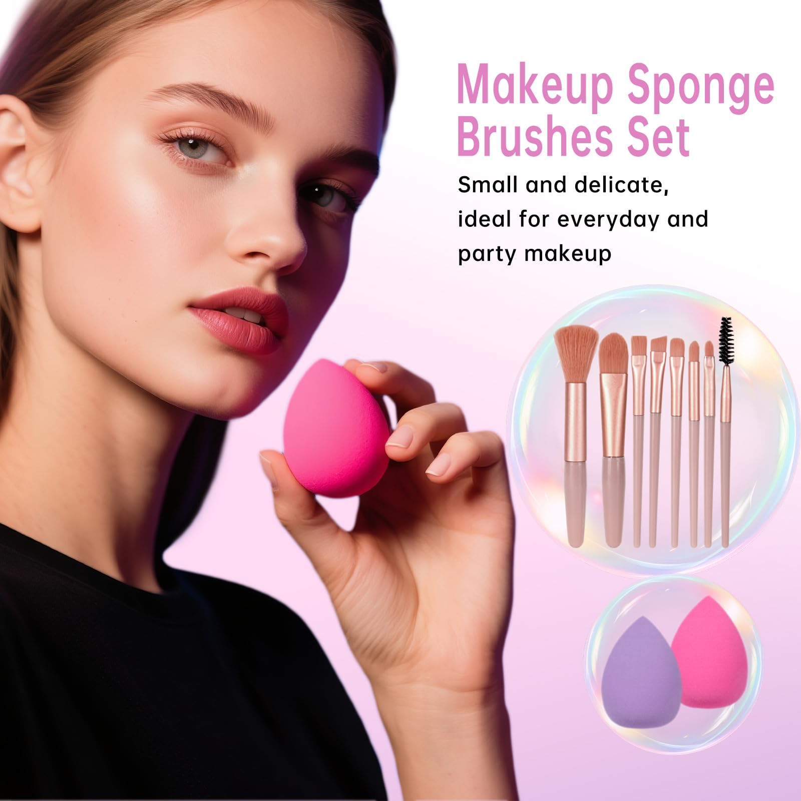 KAVCENT teen makeup kit brush and powder for easy blending and setting