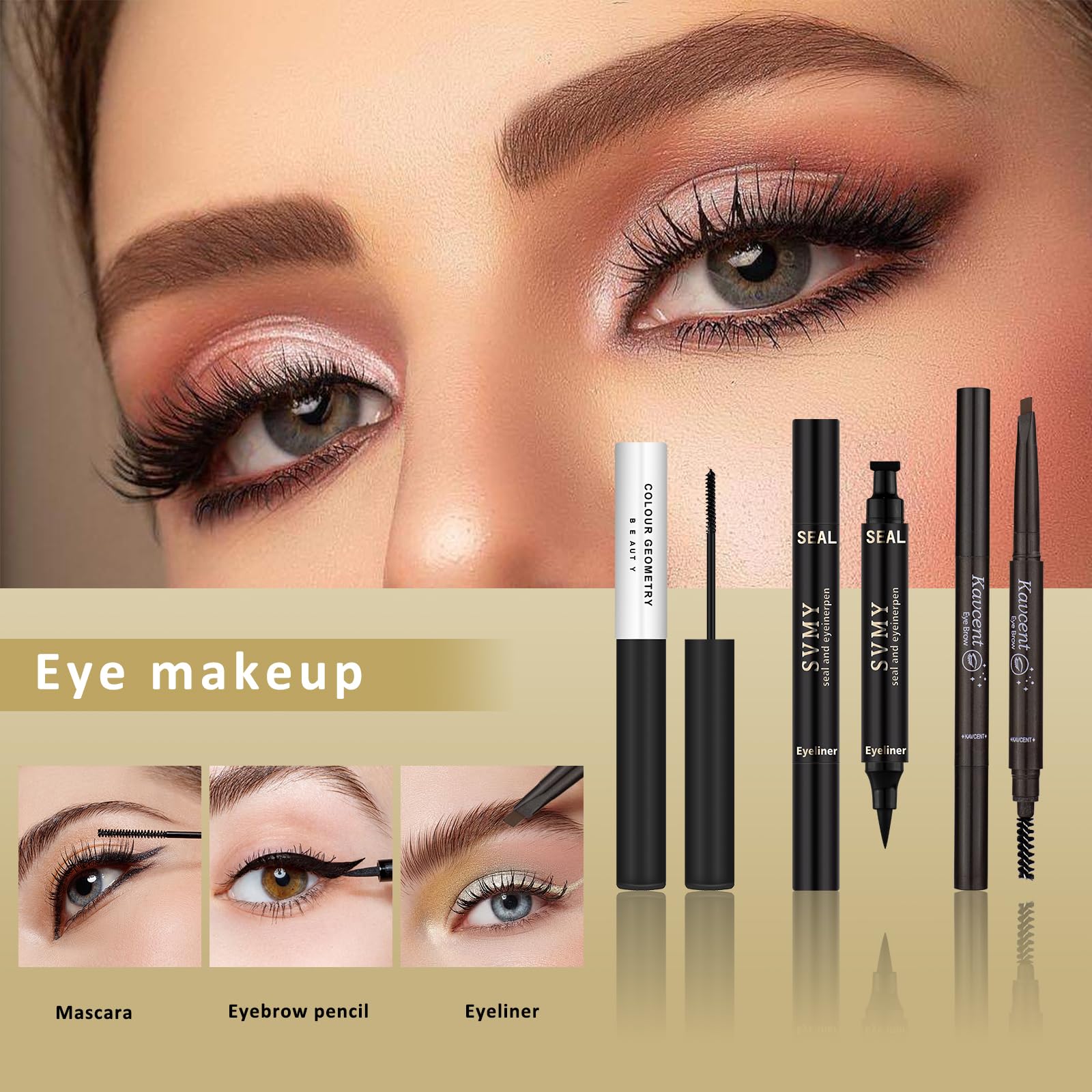 KAVCENT brow pencil and eyeliner offer precise shaping for defined eyes