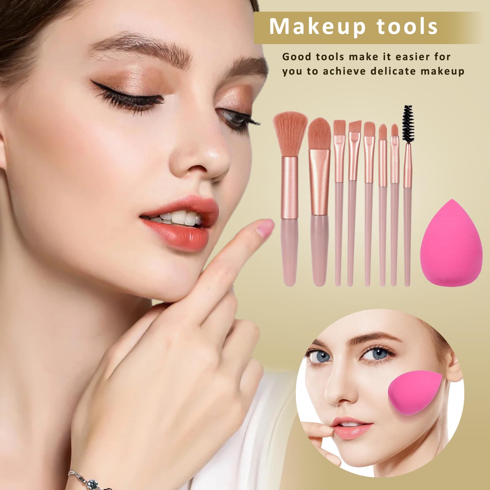 KAVCENT makeup kit brushes set and powder puff ensure smooth, even application