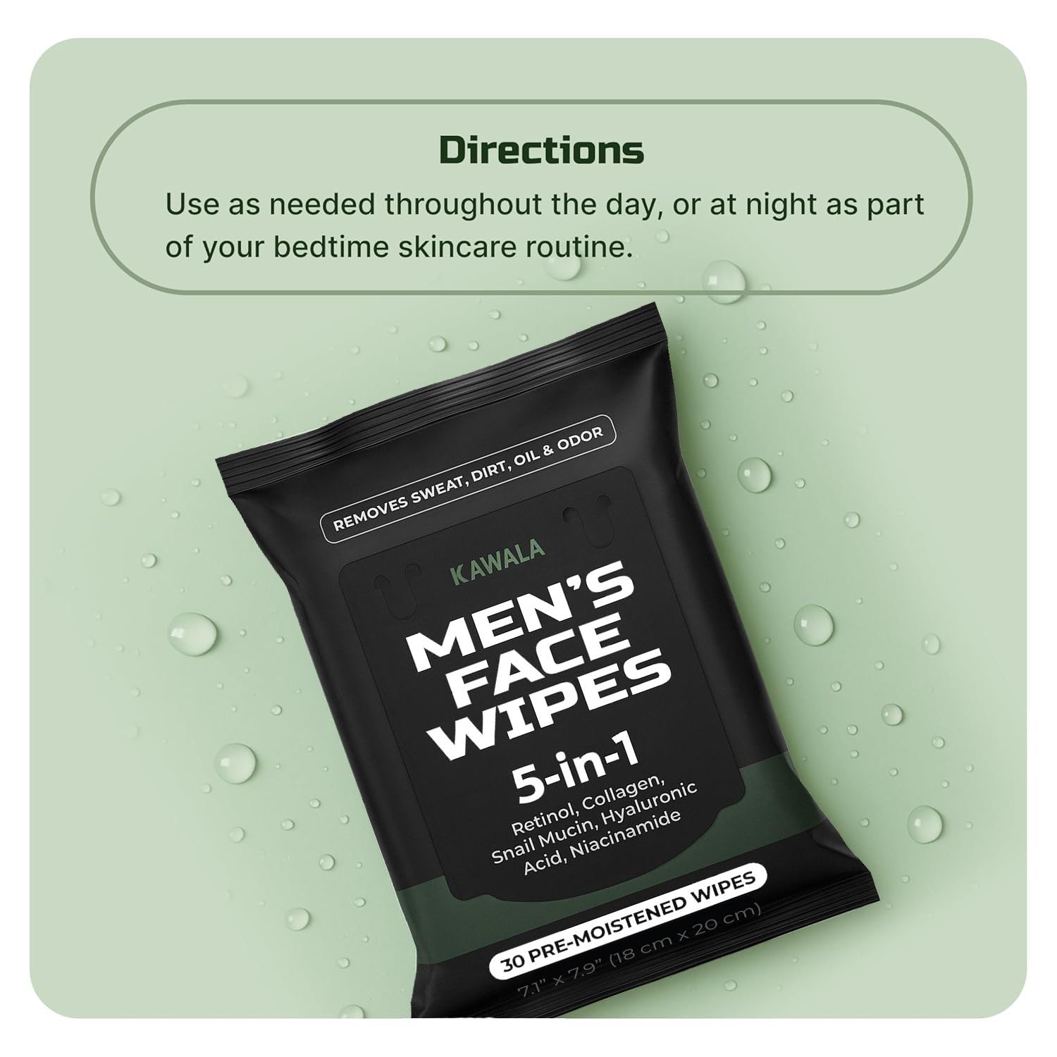 Kawala Men’s Face Wipes used post-workout for a quick, clean-up.