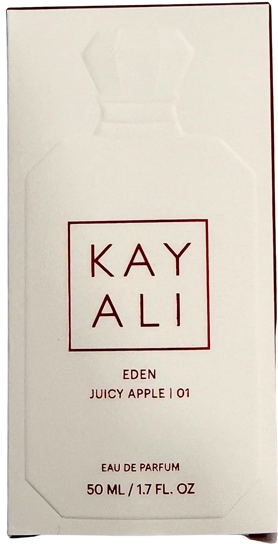 Kayali Eden Juicy Apple packaging features a modern, gift-ready design.