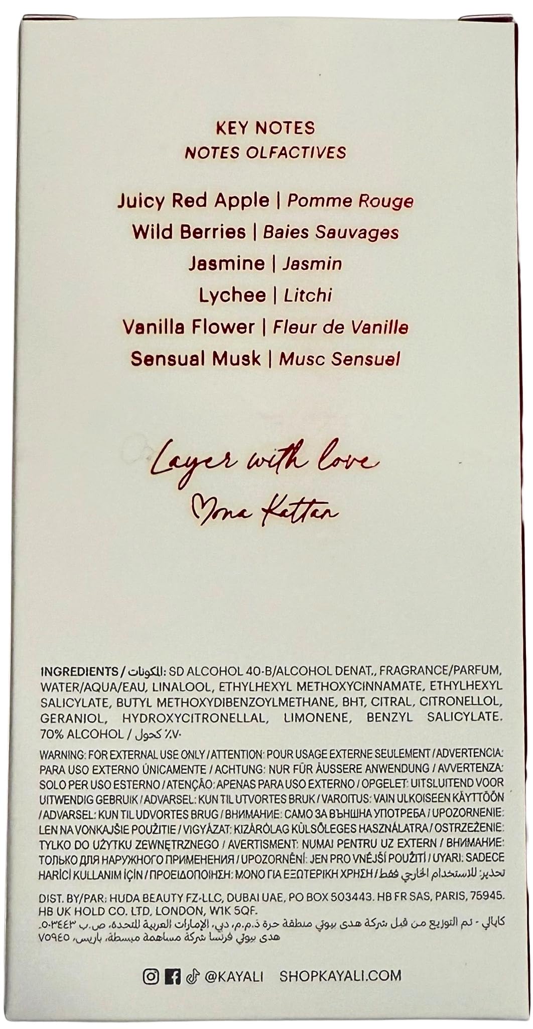 Kayali Eden Juicy Apple spray enables easy application for daytime wear.