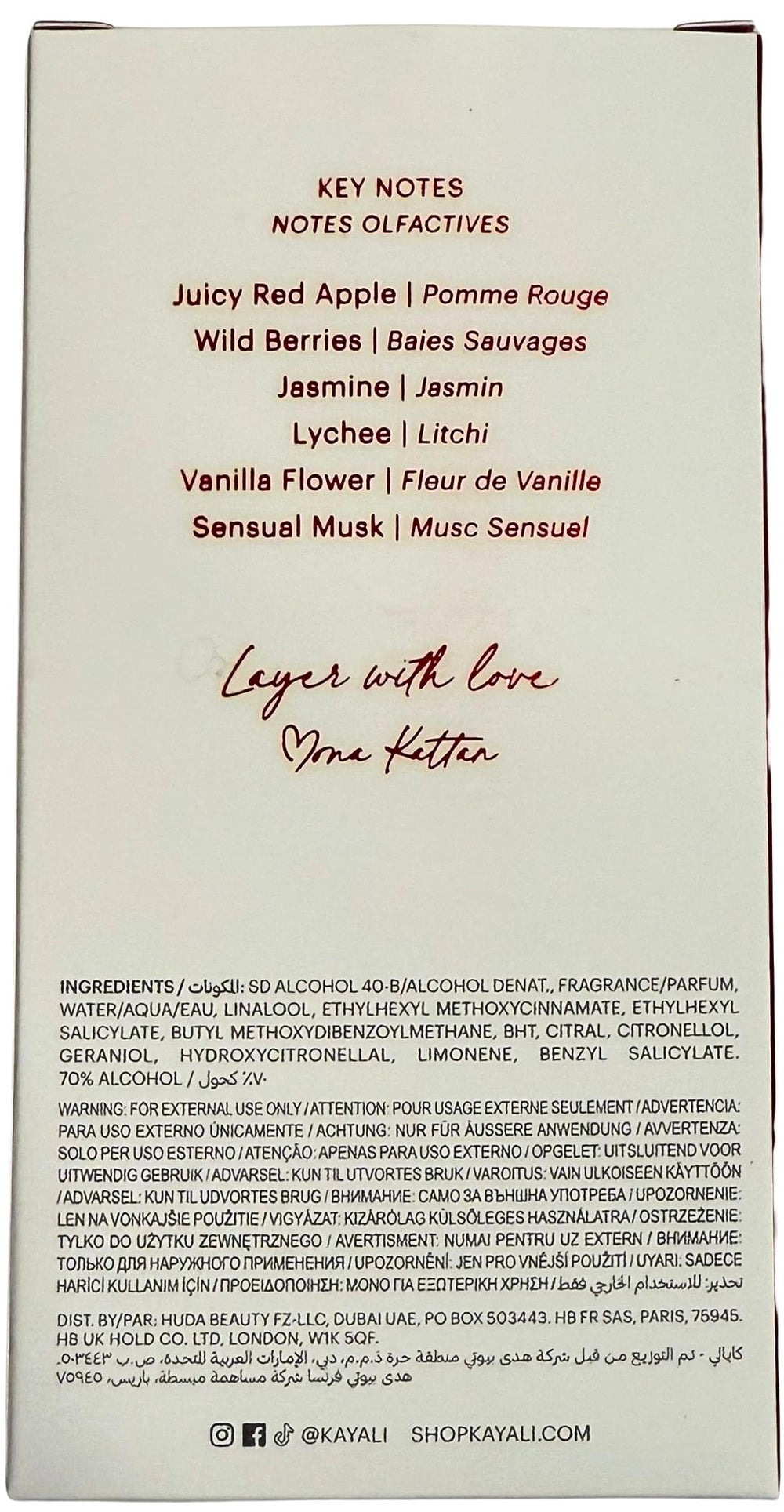 Kayali Eden Juicy Apple spray enables easy application for daytime wear.