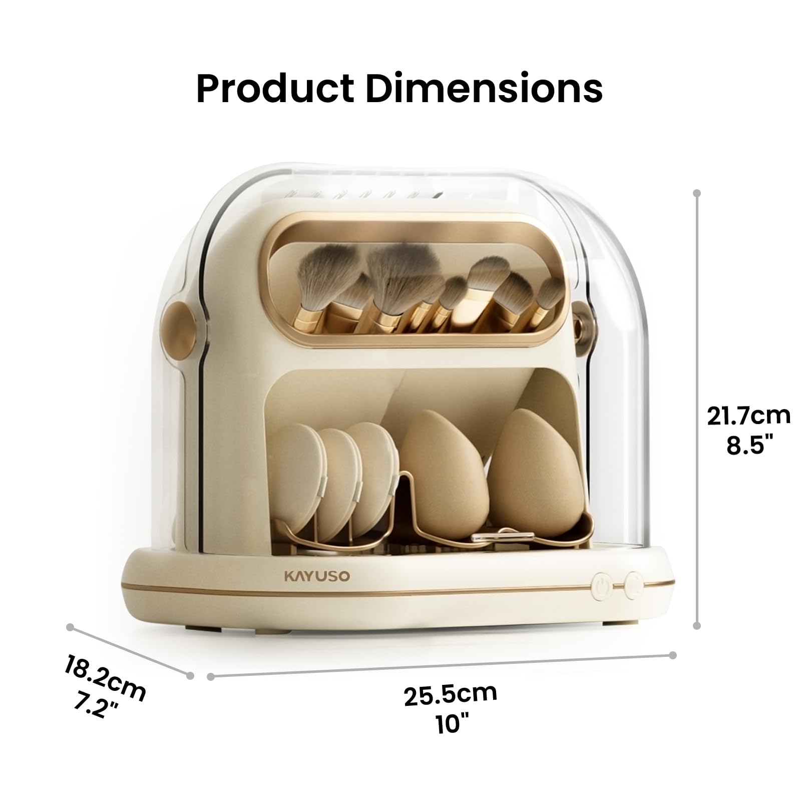 KAYUSO compact design fits vanity, dresser, or shelf easily.