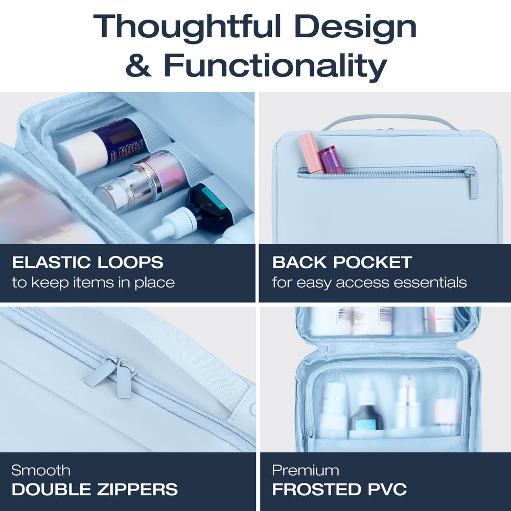 KAZAY travel-size bag interior view shows multiple pockets