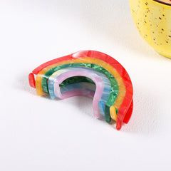 KCHIES rainbow hair clip on model shows versatile styling options
