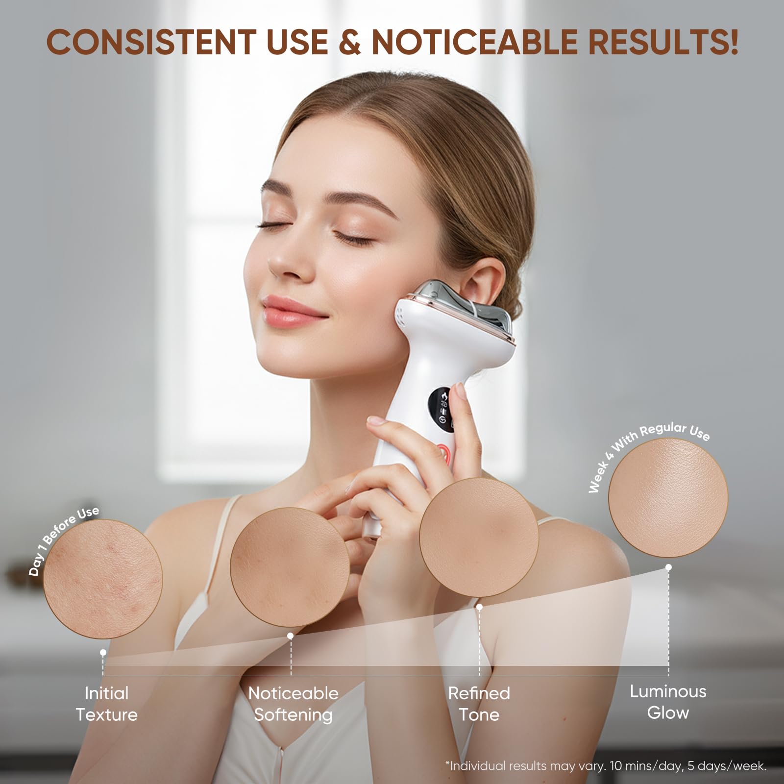 Kdune electric gua sha tool on face showing cooling massage benefits