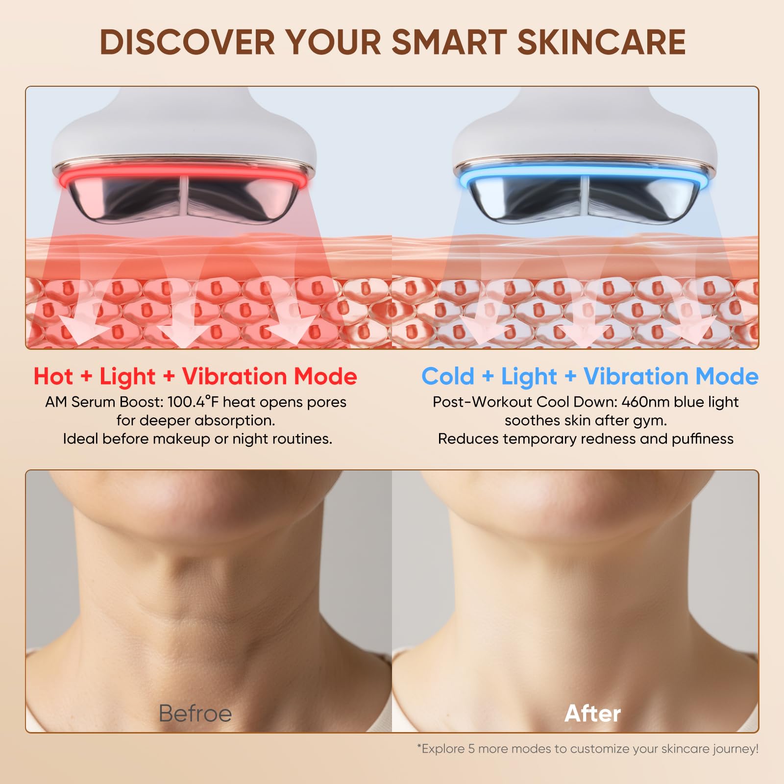 Kdune red-light therapy panel near the jawline for tonal improvements