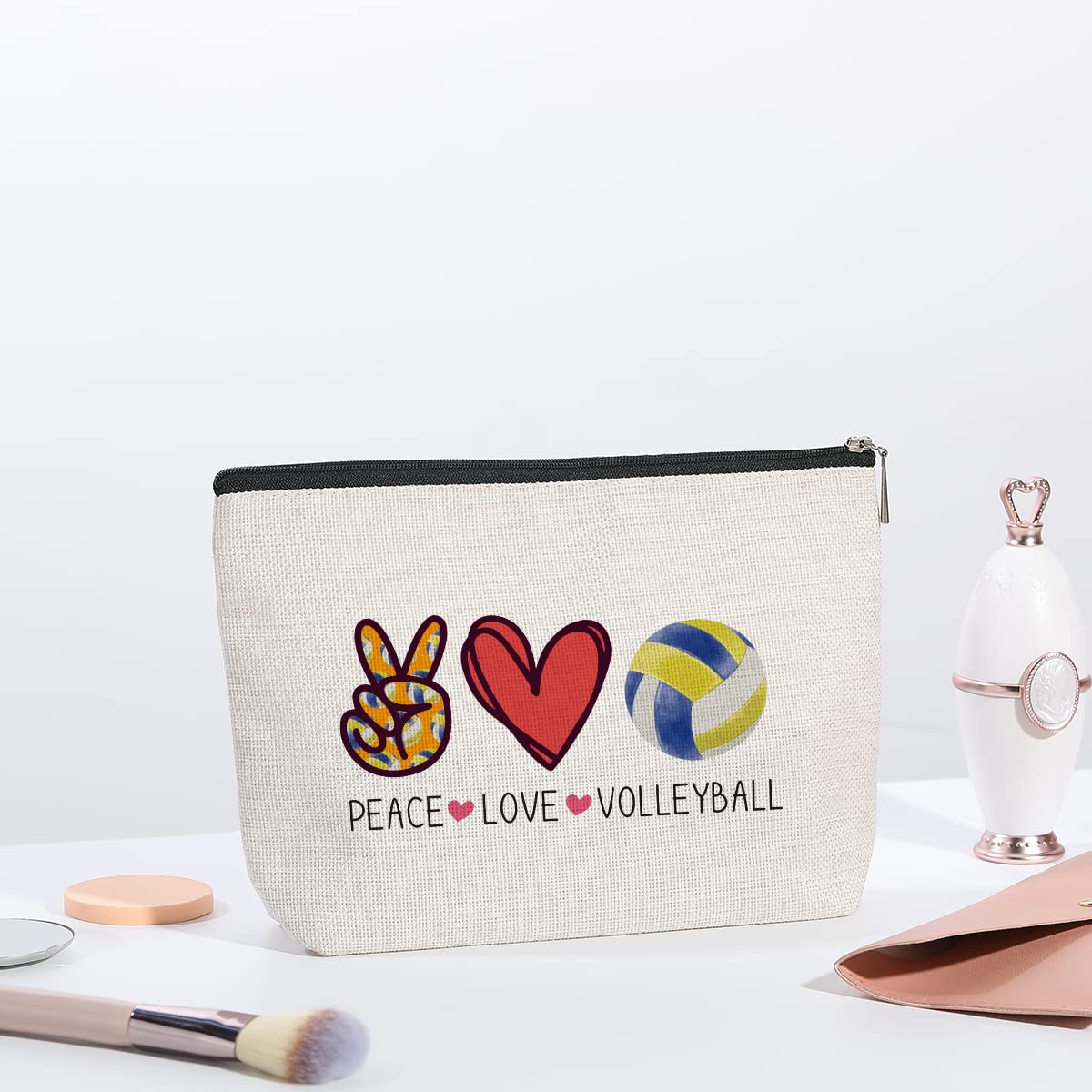kdxpbpz volleyball cosmetic bag double-sided graphics offer vibrant visibility for daily use.
