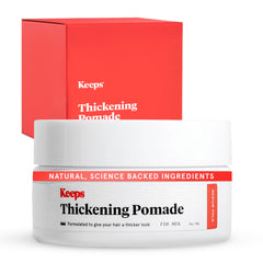 Keeps Matte Thickening Pomade bottle closeup for fuller look