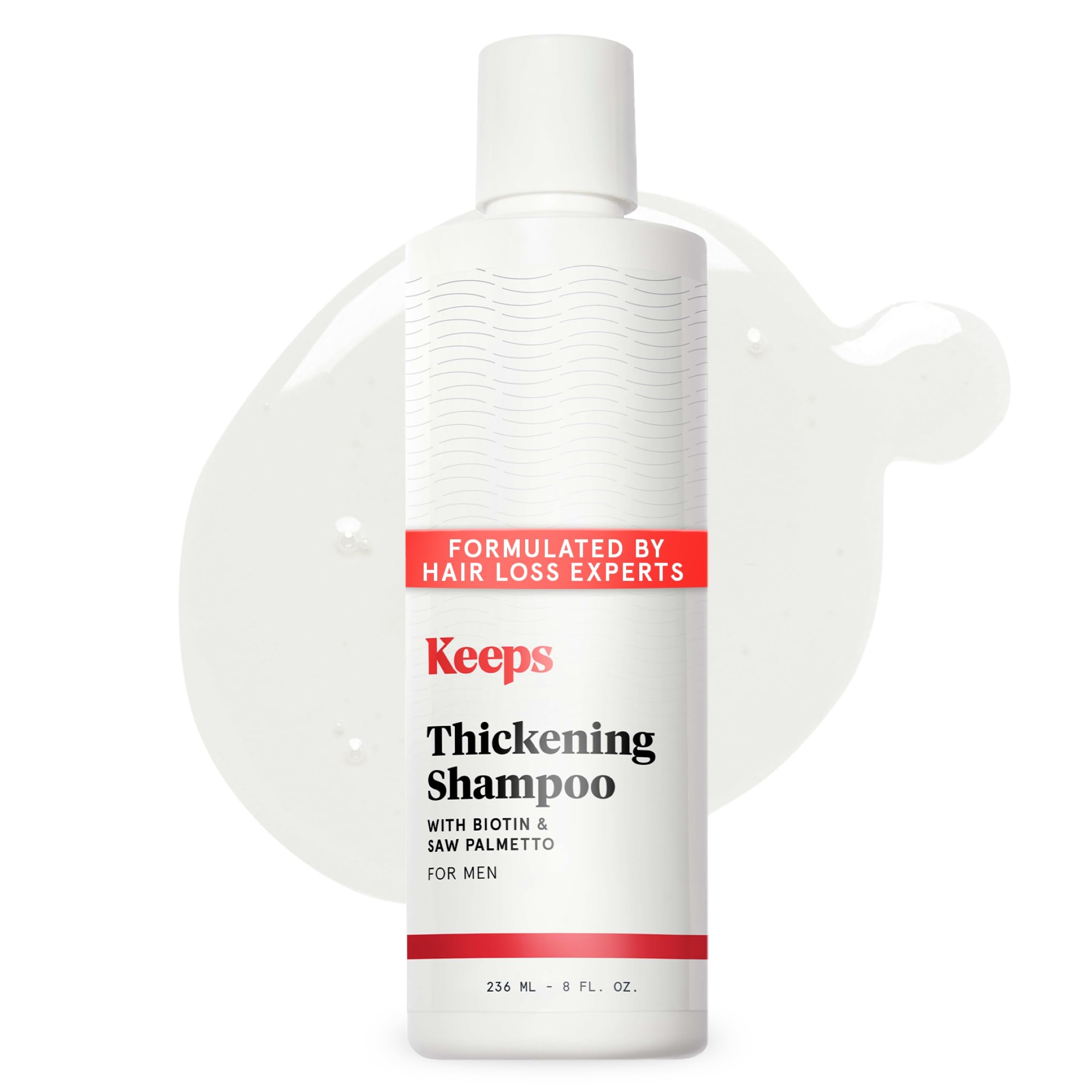 Keeps Thickening Shampoo bottle close-up for fuller-looking hair
