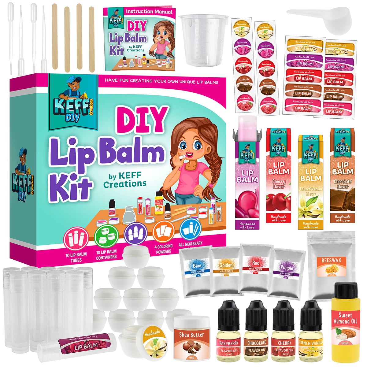 KEFF lip balm kit box ready-to-use for at-home lip care projects