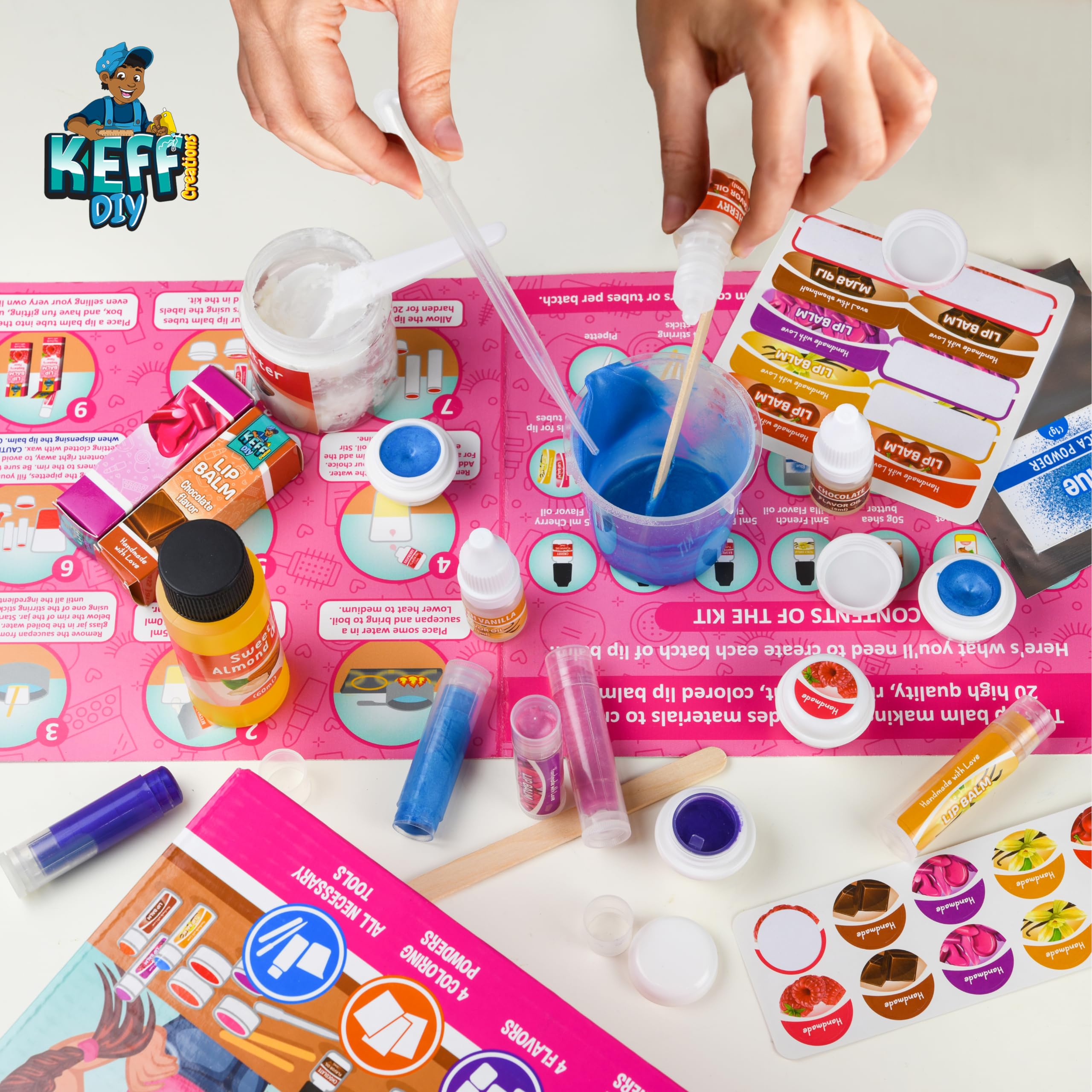 KEFF lip balm kit color powders enable vibrant, creative shades