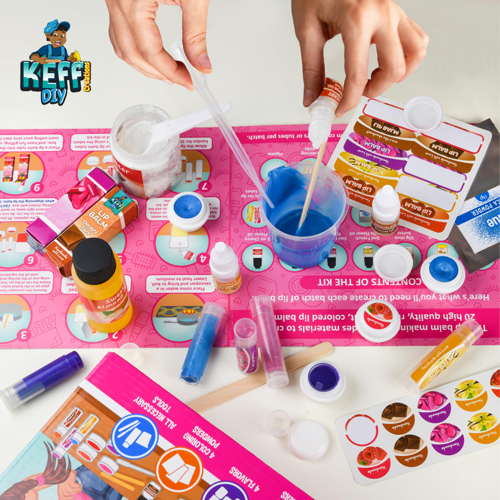 KEFF lip balm kit color powders enable vibrant, creative shades