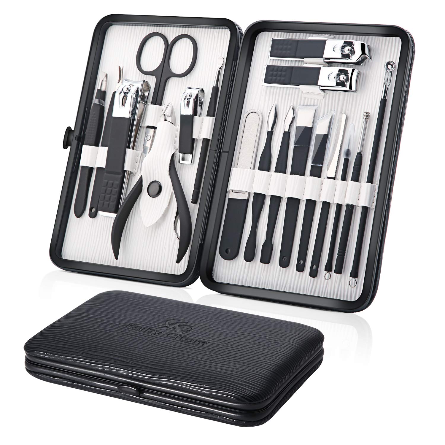 Keiby Citom 18pc grooming kit case closed, portable storage for travel-friendly grooming.