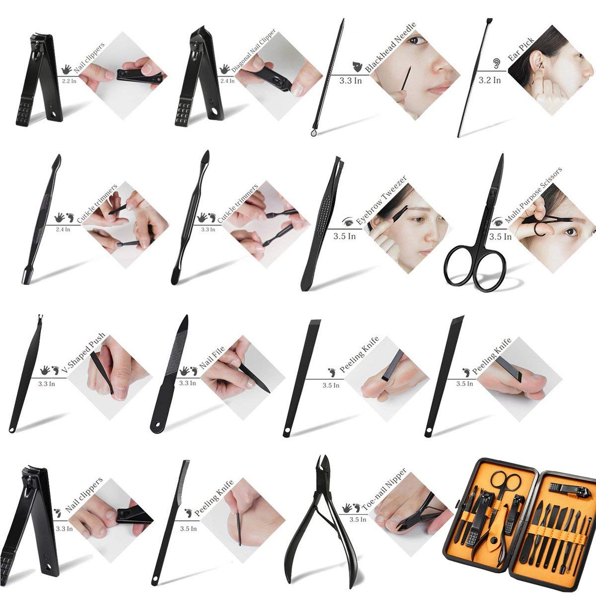 Keiby Citom foot care tools: robust metal set for pedicure prep at home.