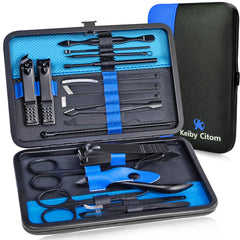 Keiby Citom nail clipper front view in black-blue case for precise clipping on the go