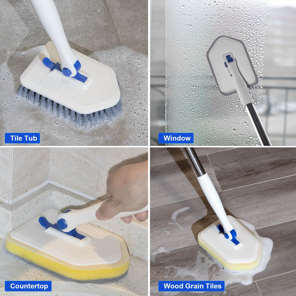 Keleekelin tile tub scrubber microfiber head leaves glass and tile streak-free