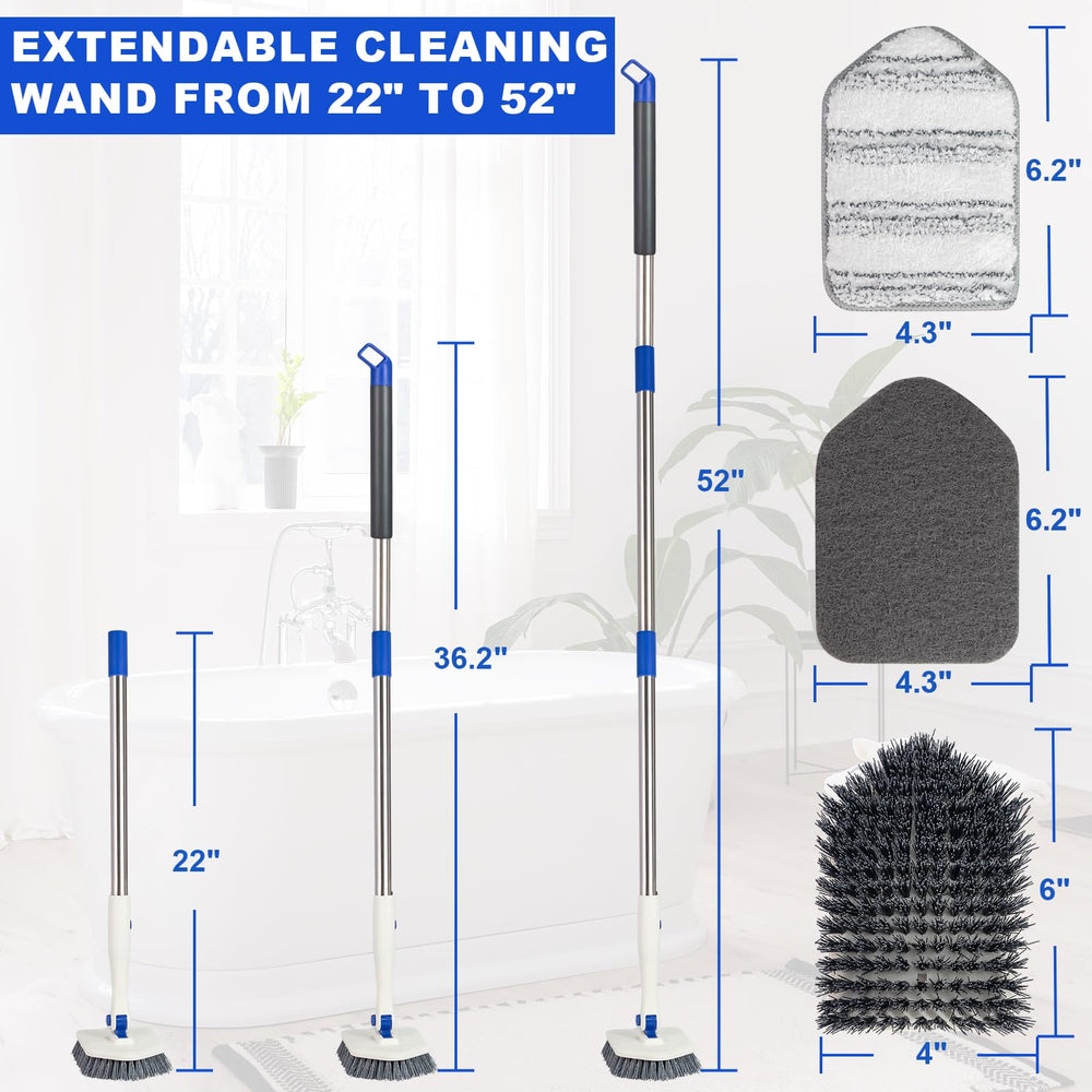Keleekelin tile tub scrubber rotatable head adjustable to 45 90 180 degrees for precise cleaning