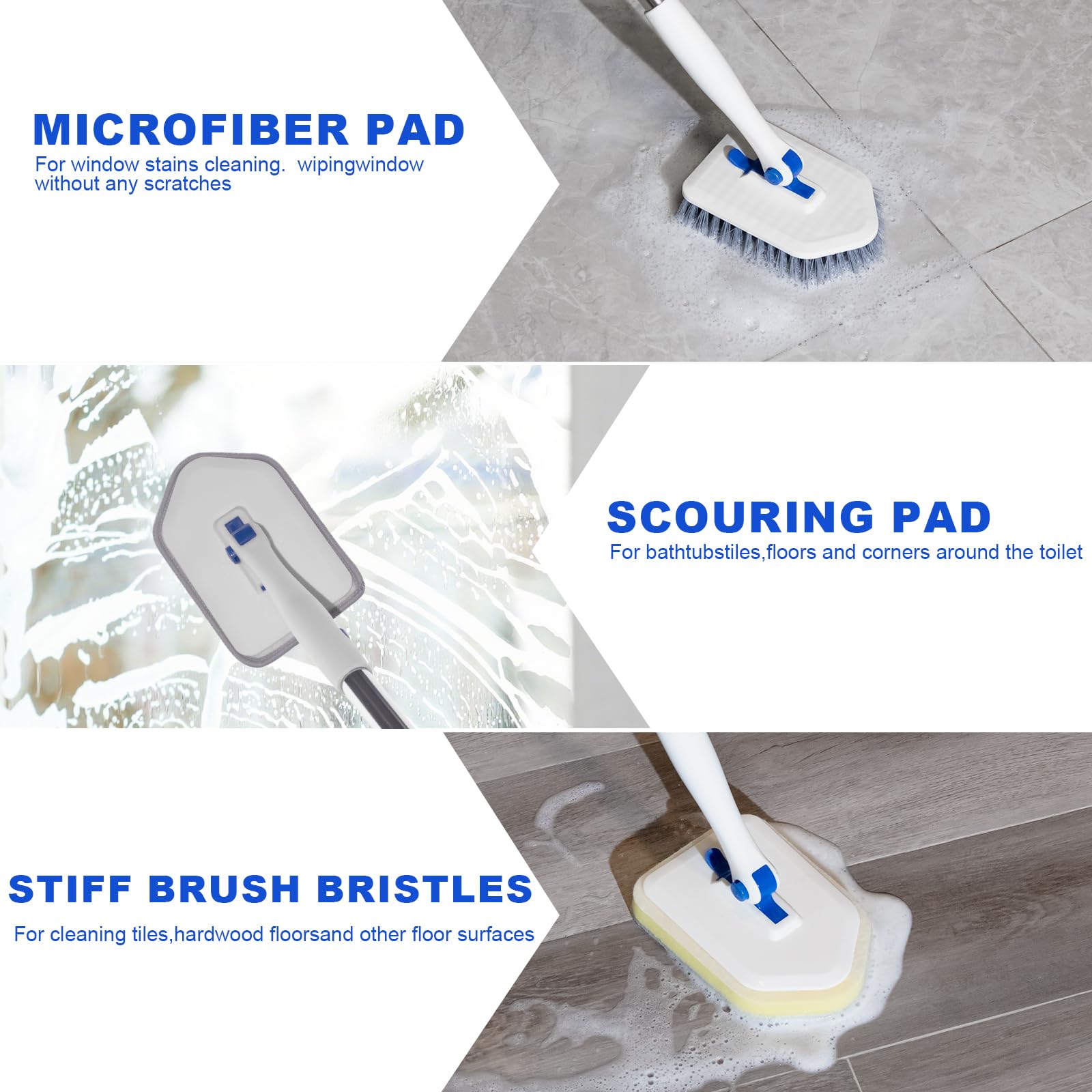 Keleekelin tile tub scrubber scrub sponge head handles stubborn soils