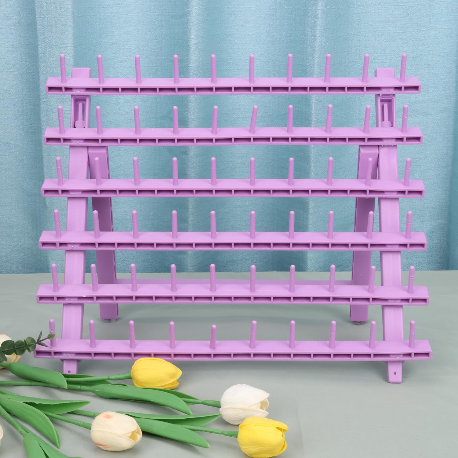 Kelukeya braid rack keeps organized spools for fast braiding.