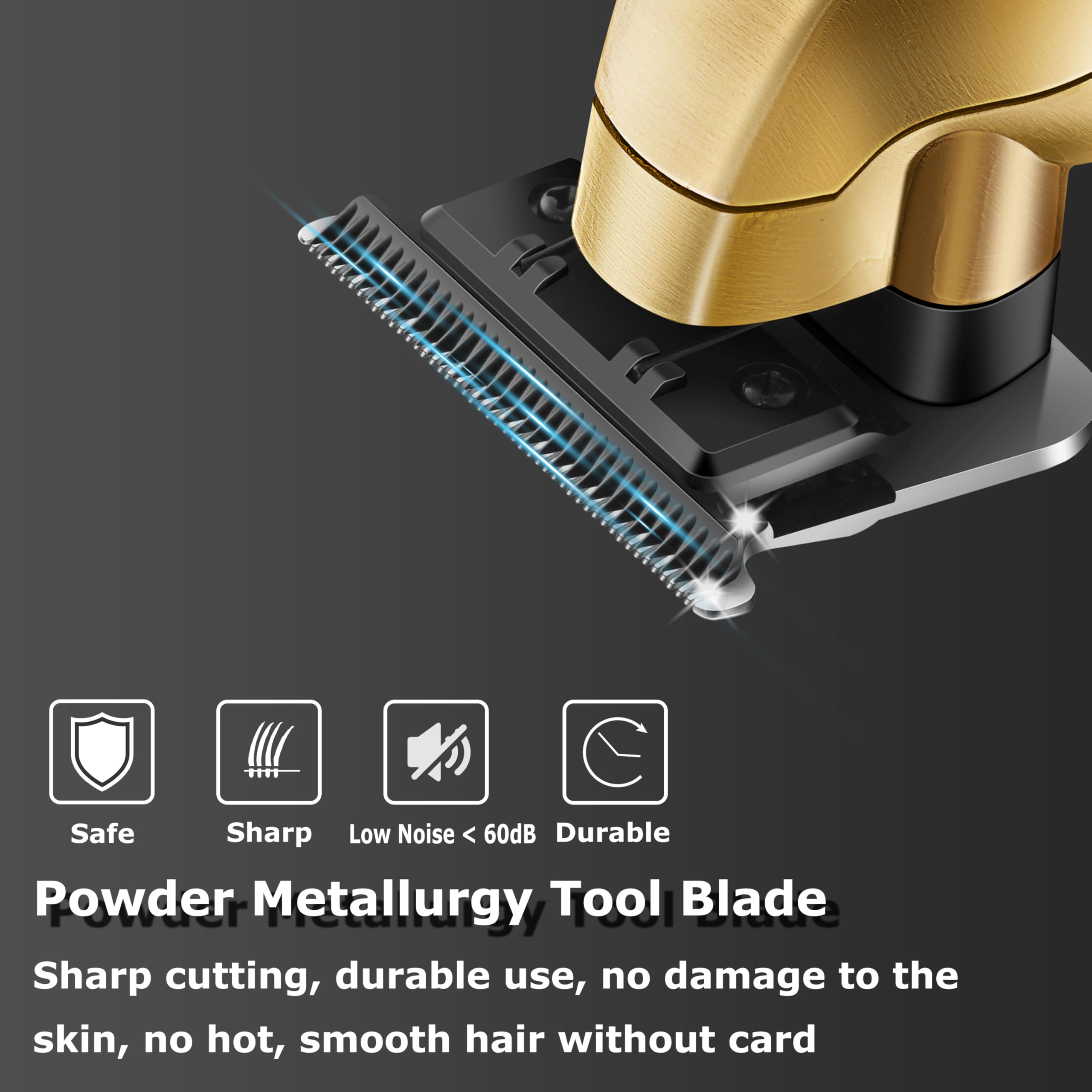 KEMEI 2293 blade close-up emphasizes zero-gap T-blade for clean trims.
