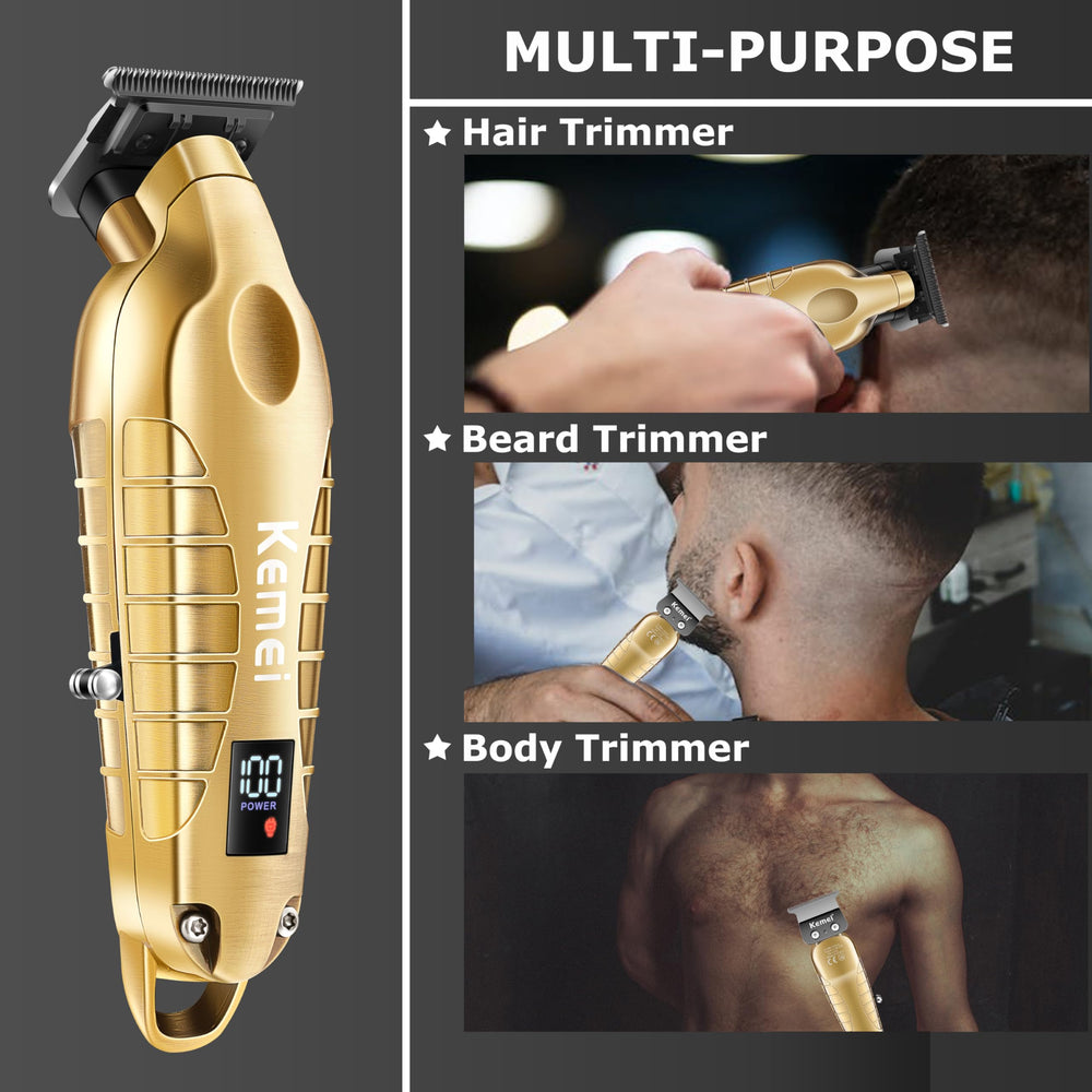 KEMEI 2293 cordless operation with USB charging for flexible grooming.