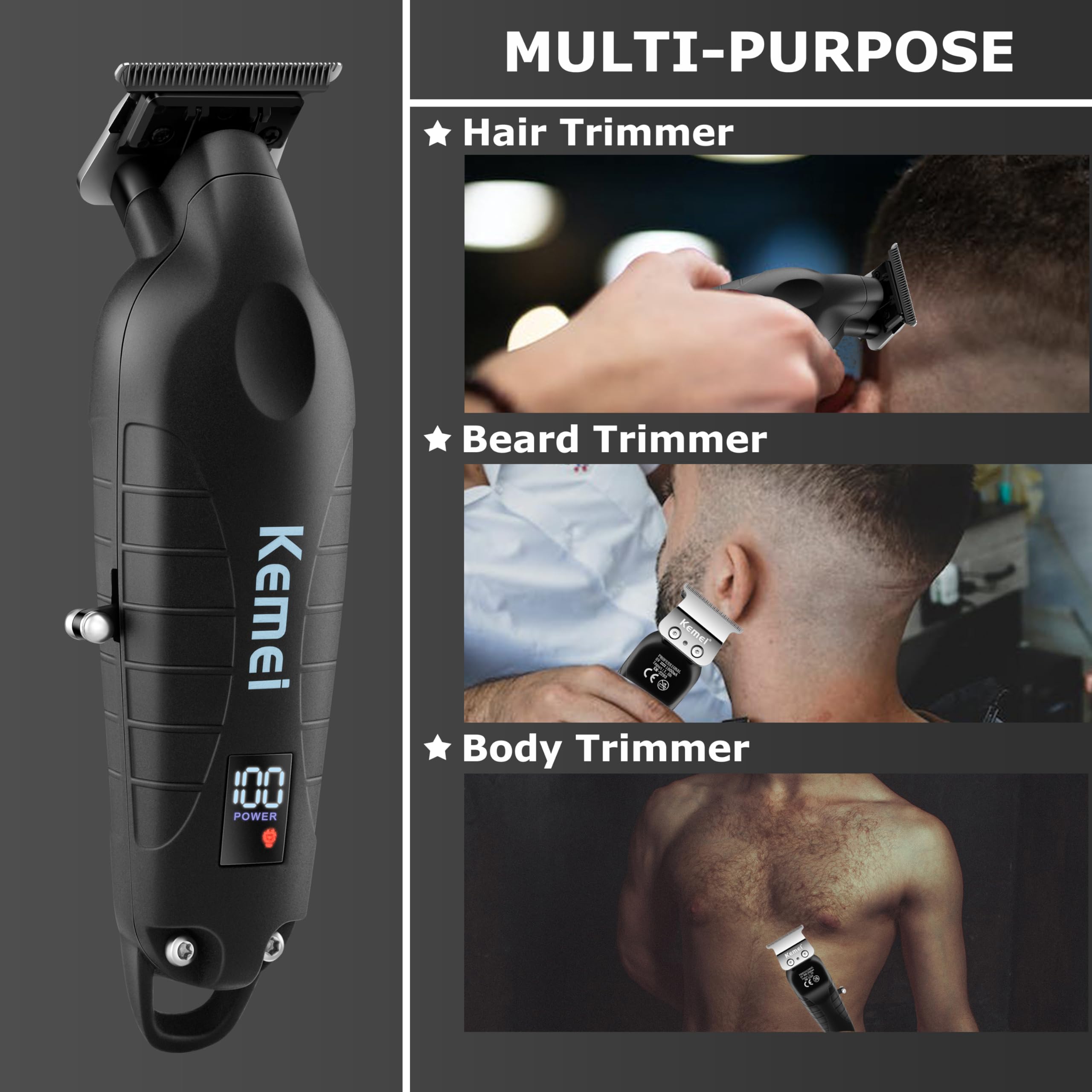 KEMEI 2293 ergonomic grip designed for comfortable control.