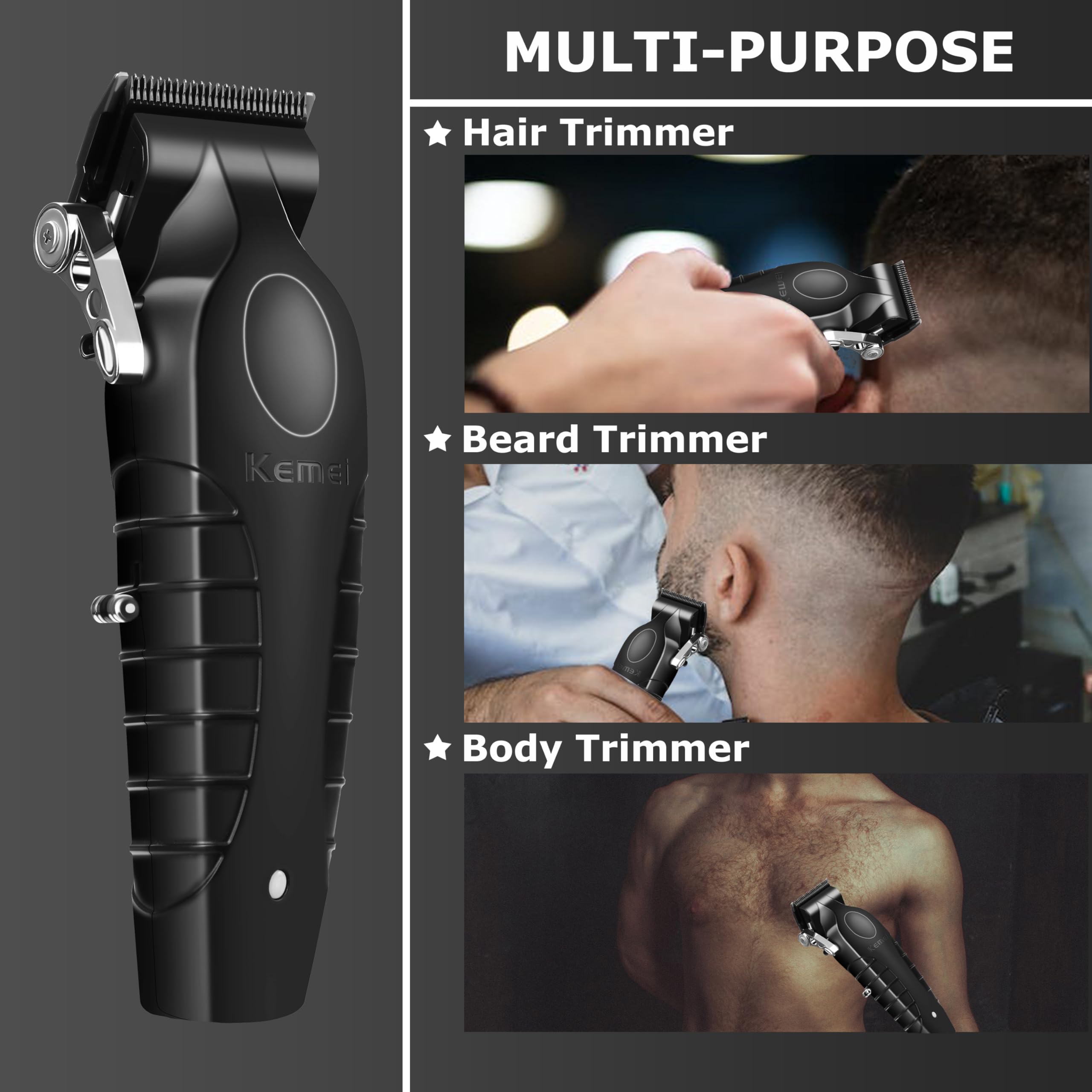 KEMEI 2296 beard-trimming highlight for long-beard shaping.