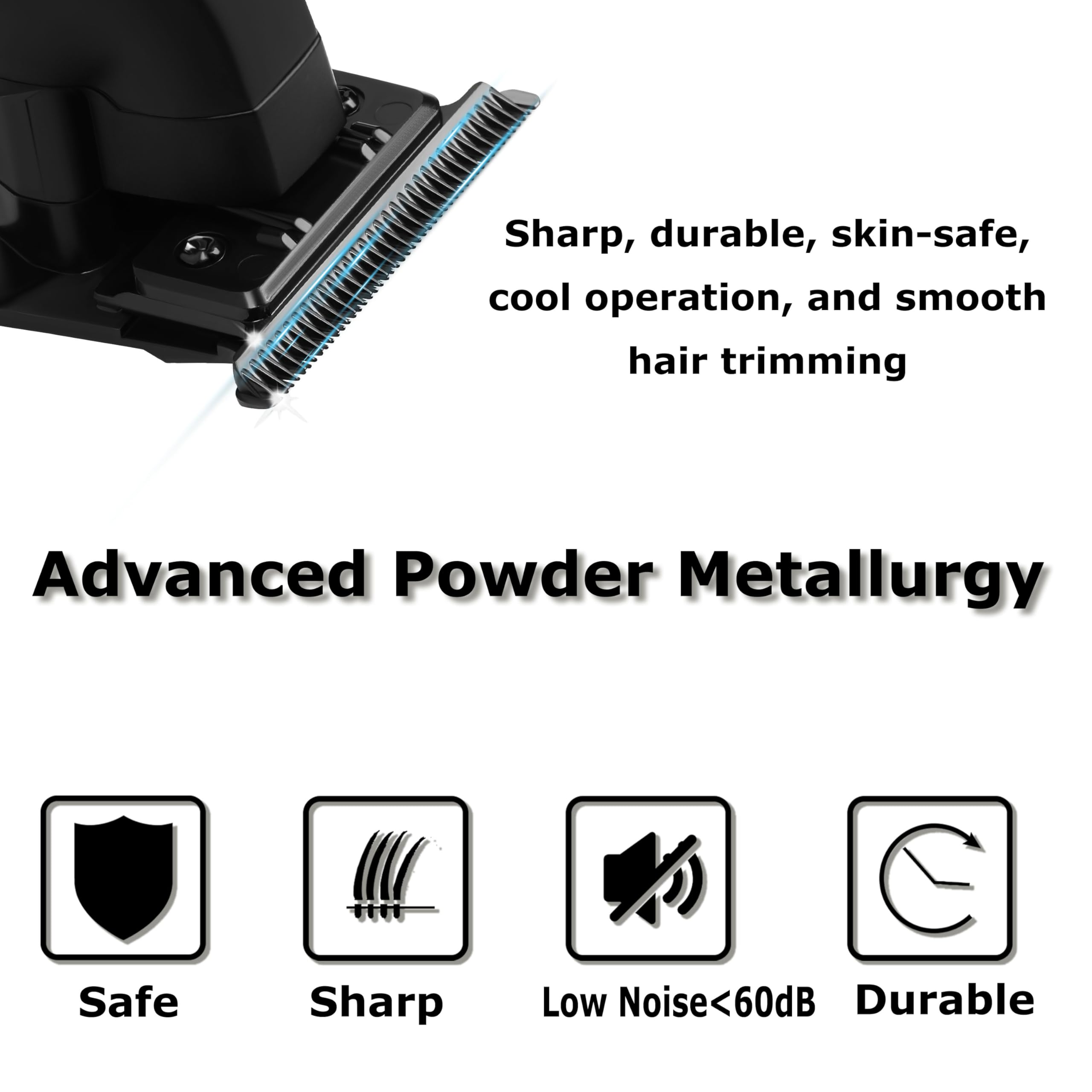 KEMEI 2299 T-blade detail showing sharp edge for barber-grade accuracy.