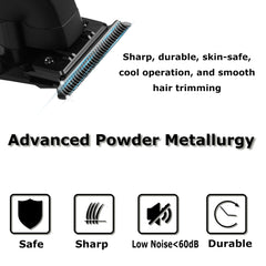 KEMEI 2299 T-blade detail showing sharp edge for barber-grade accuracy.