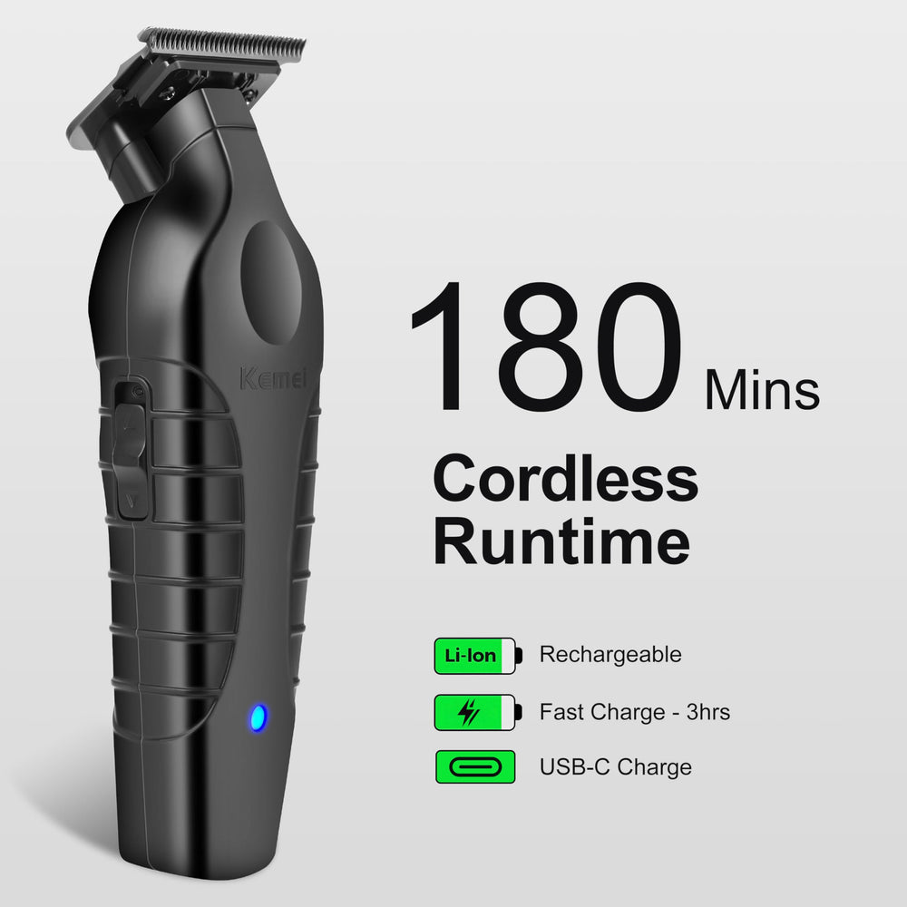 KEMEI 2299 trimmer demonstrates precise lines and clean neckline