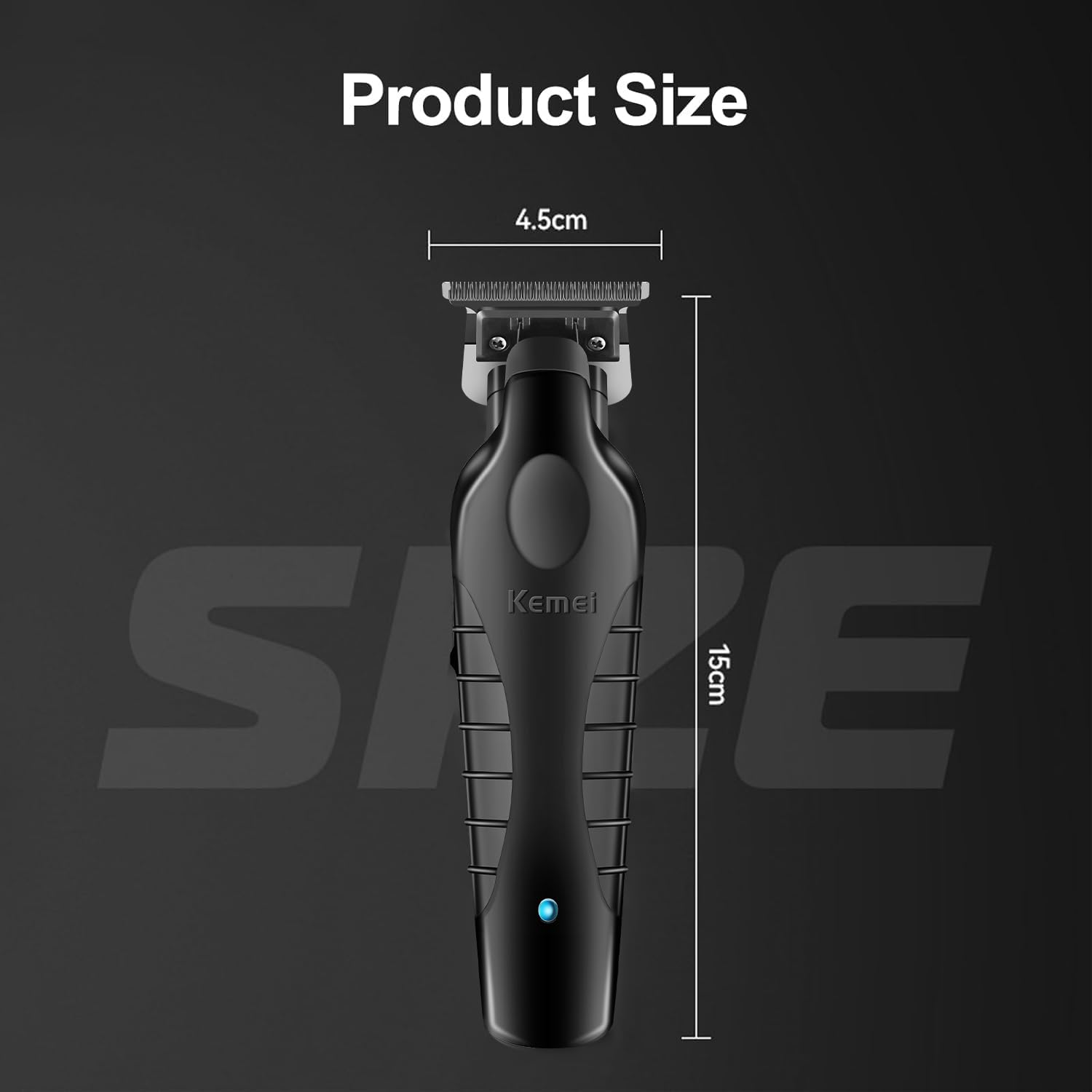 KEMEI 2299 trimmer in hand with ergonomic grip for comfortable styling.