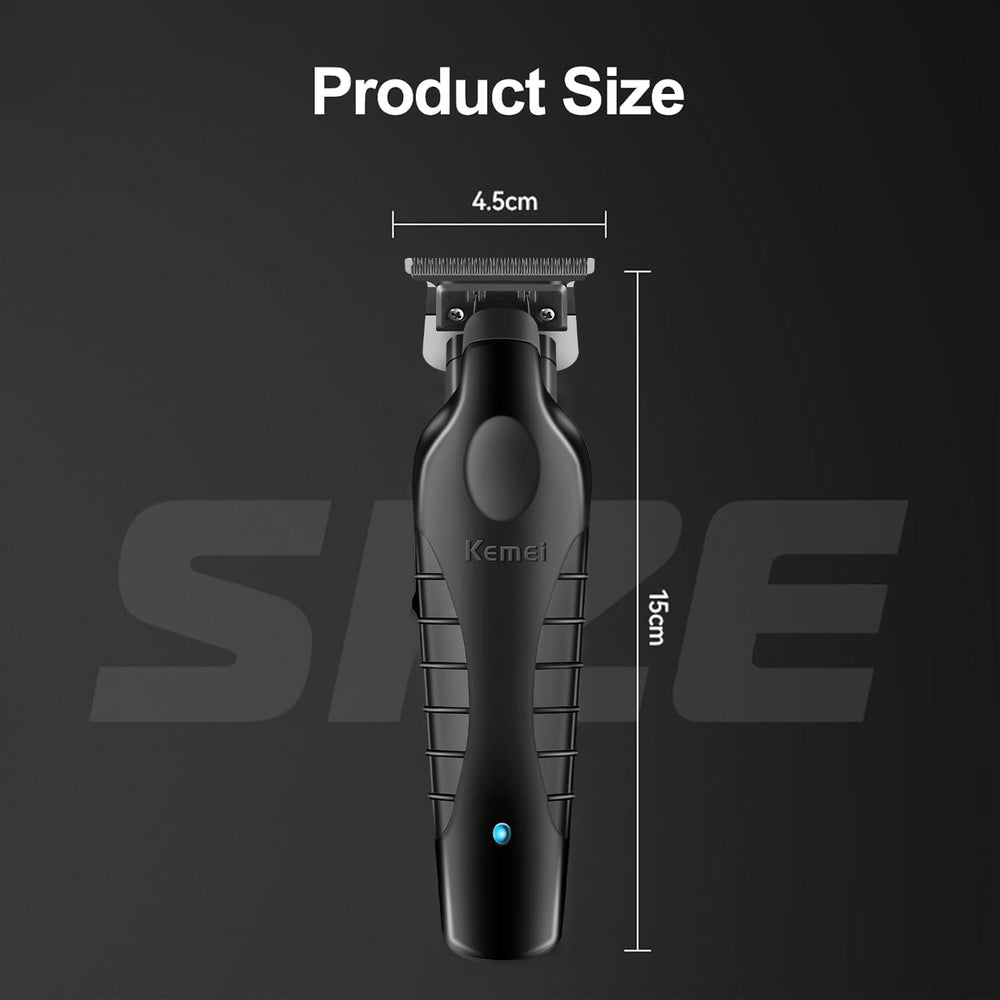 KEMEI 2299 trimmer in hand with ergonomic grip for comfortable styling.