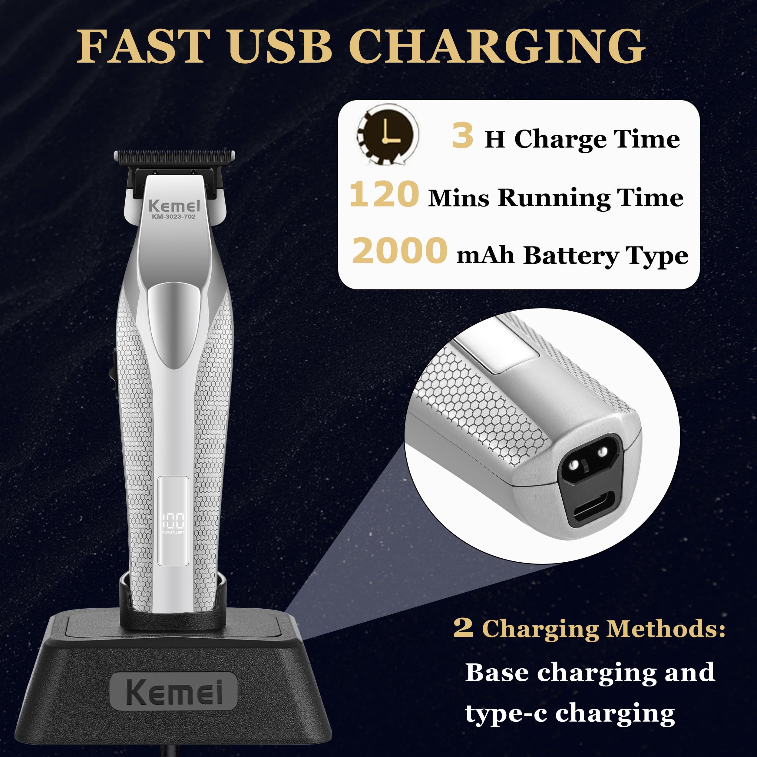KEMEI 3023-702 dual charging ports image for dock or USB-C