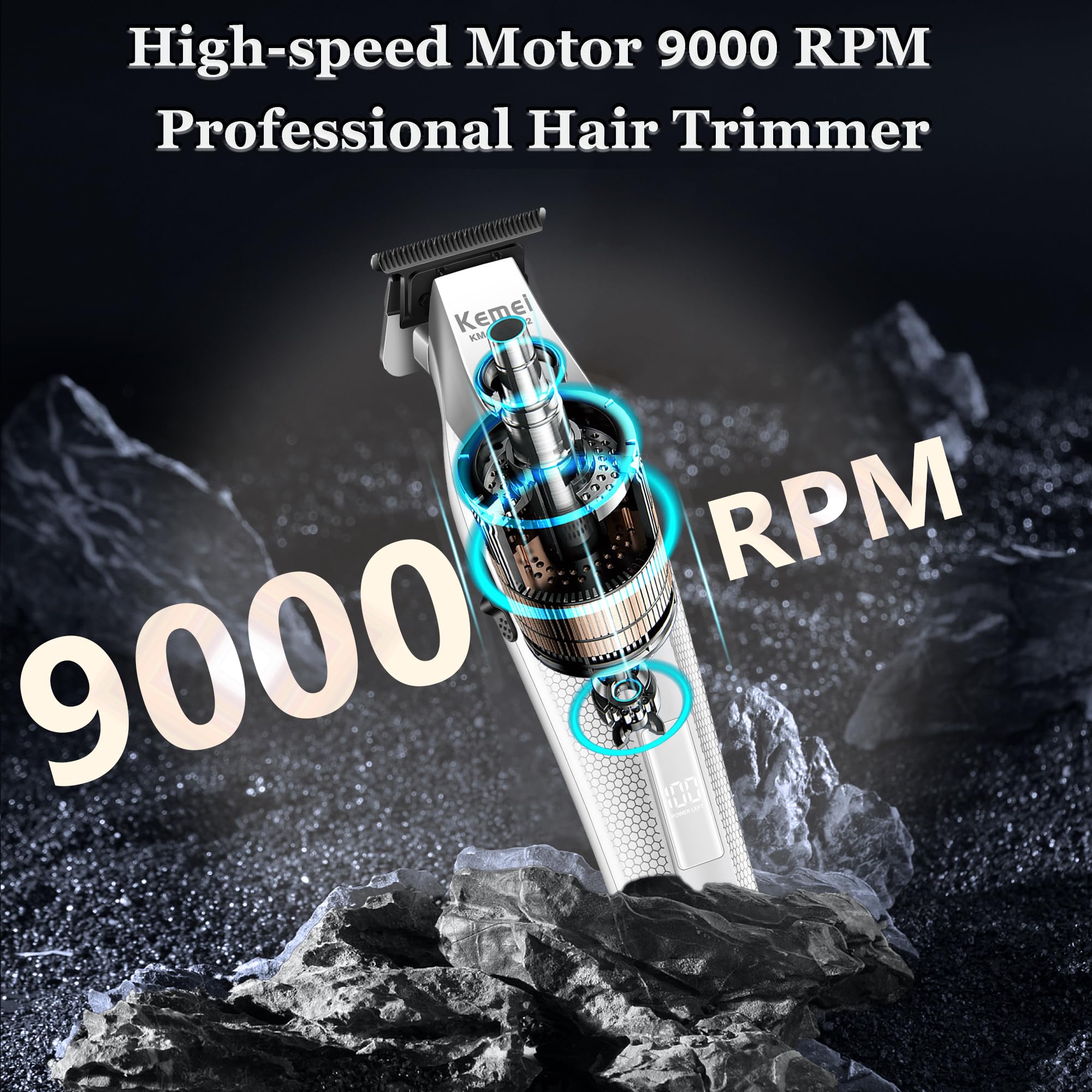 KEMEI 3023-702 zero-gap trimmer close-up enables precise edge lines