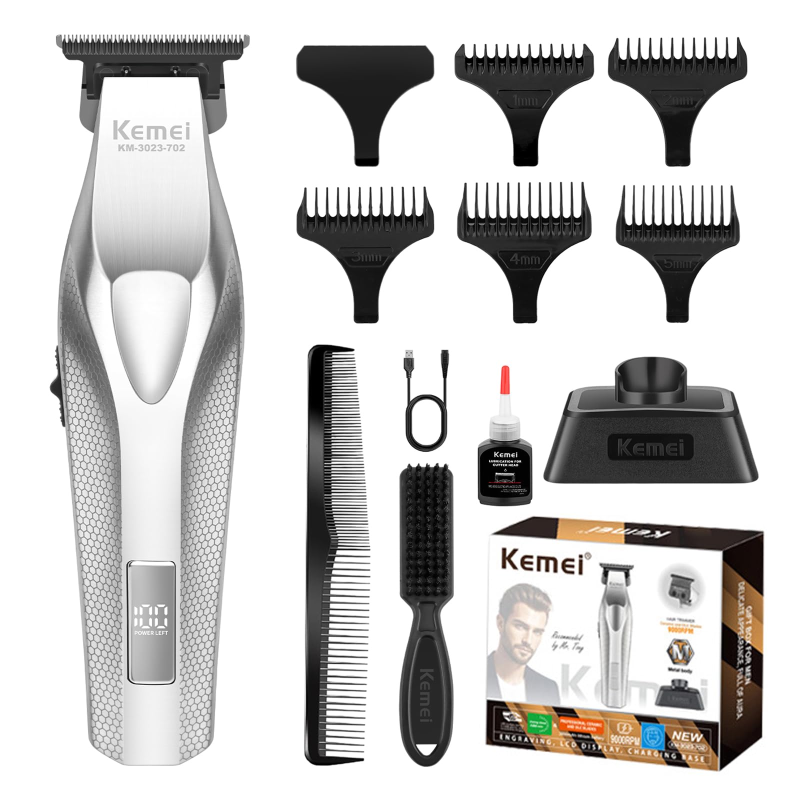 KEMEI KM-3023-702 professional clipper with strong motor for fast trims.