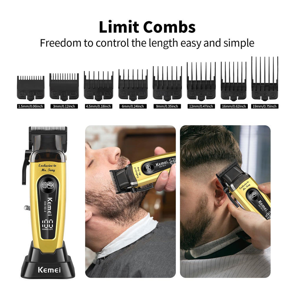 KEMEI KM-90-4 complete grooming kit with attachments for beginners and pros