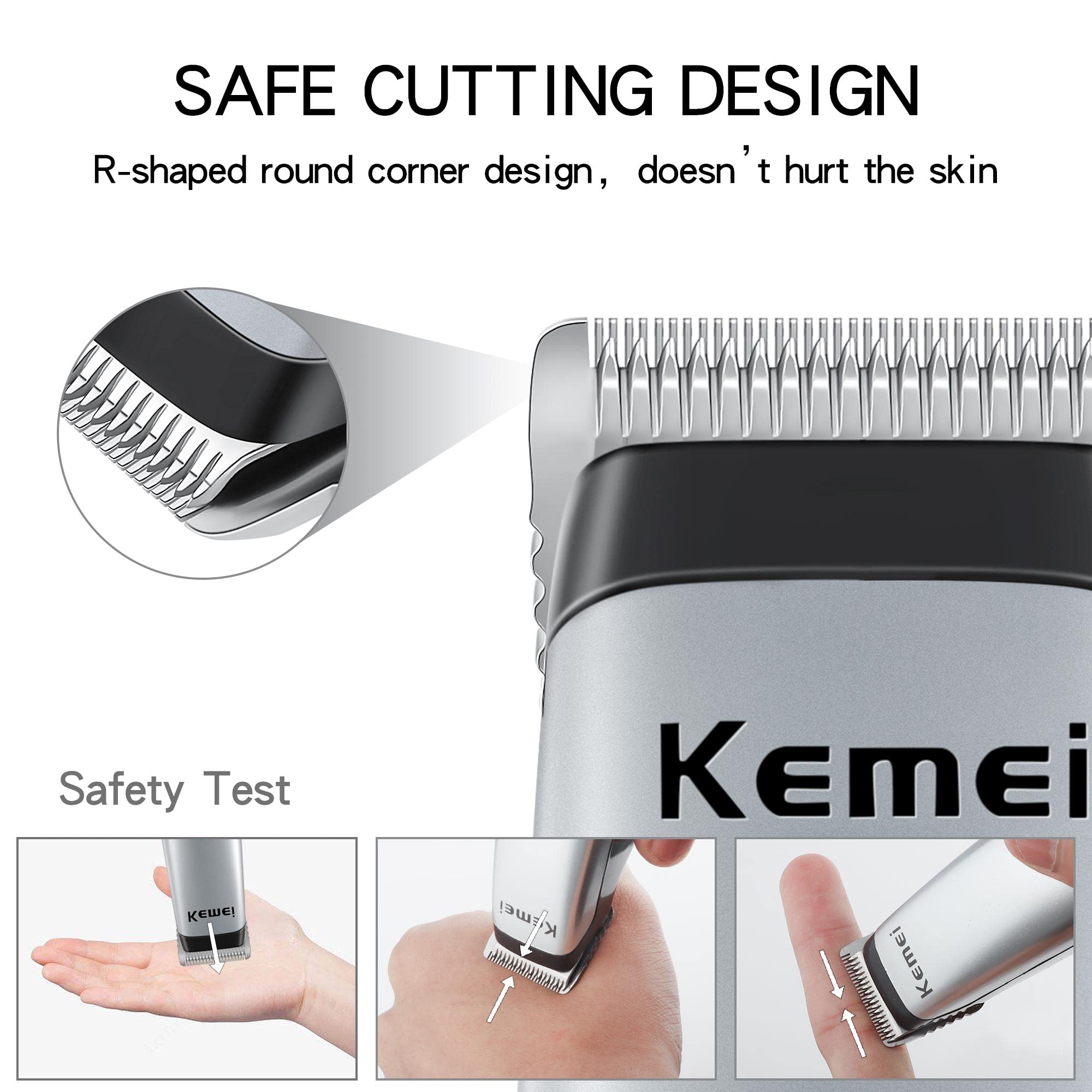 Beard trimming scene using KEMEI Mini Clippers for precise edge work.
