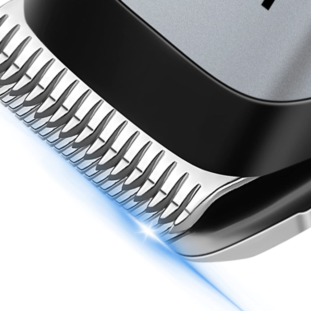 Close-up of KEMEI blades displaying precision ground steel for lasting sharpness.