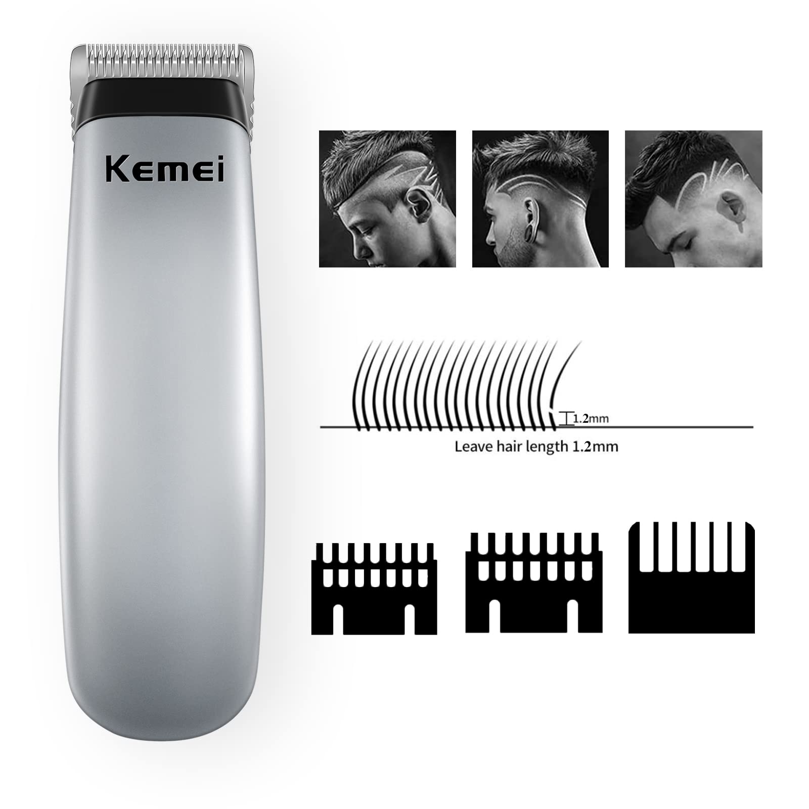 KEMEI Mini Clippers shown in cordless use for unrestricted grooming.